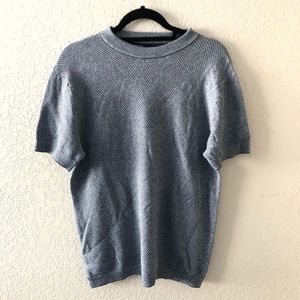 Blue/gray stitched Zara short-sleeve sweater - Med